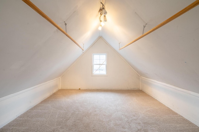 additional living space with carpet floors and lofted ceiling