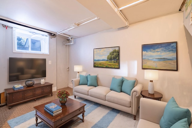 view of carpeted living area