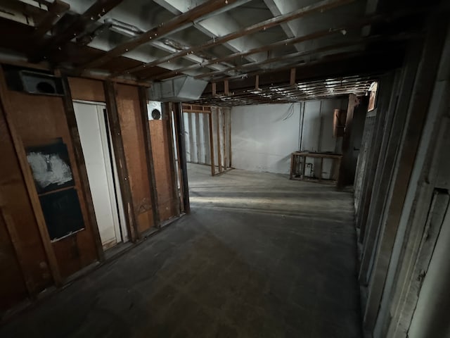 view of unfinished basement