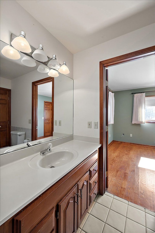 bathroom featuring vanity and tile patterned floors