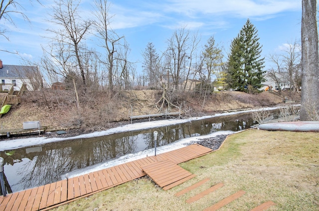 dock area with a lawn