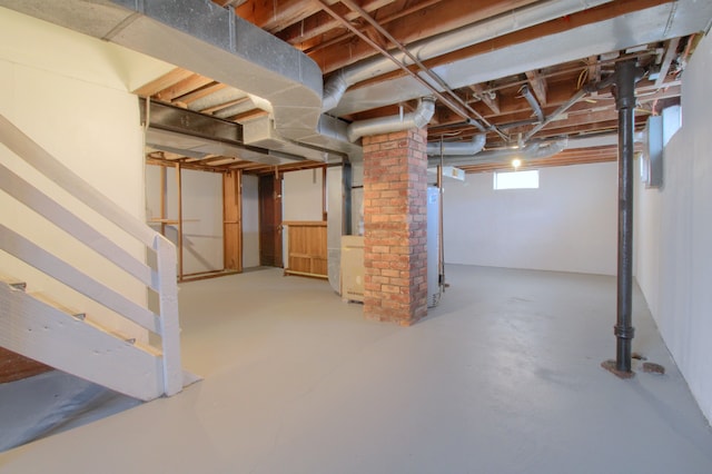 basement with water heater