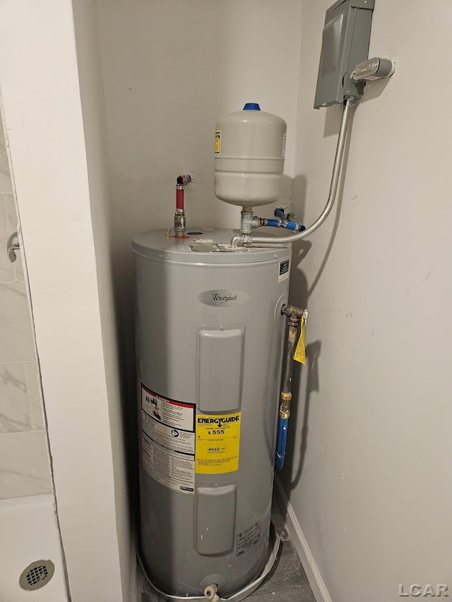 utility room featuring electric water heater