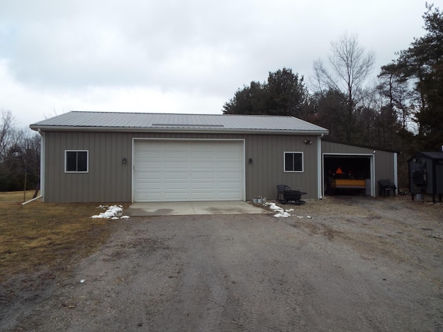 view of detached garage