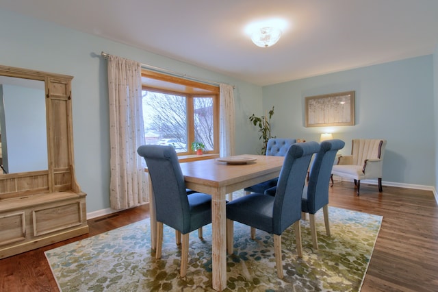 dining room featuring dark wood-style floors, visible vents, and baseboards