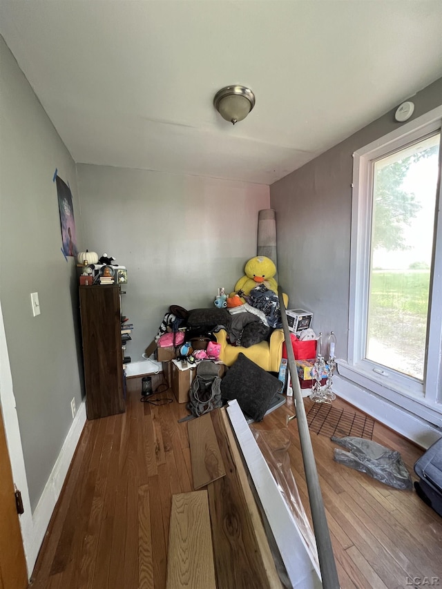 interior space with baseboards and wood finished floors