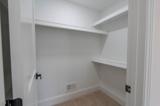 walk in closet with visible vents and carpet floors