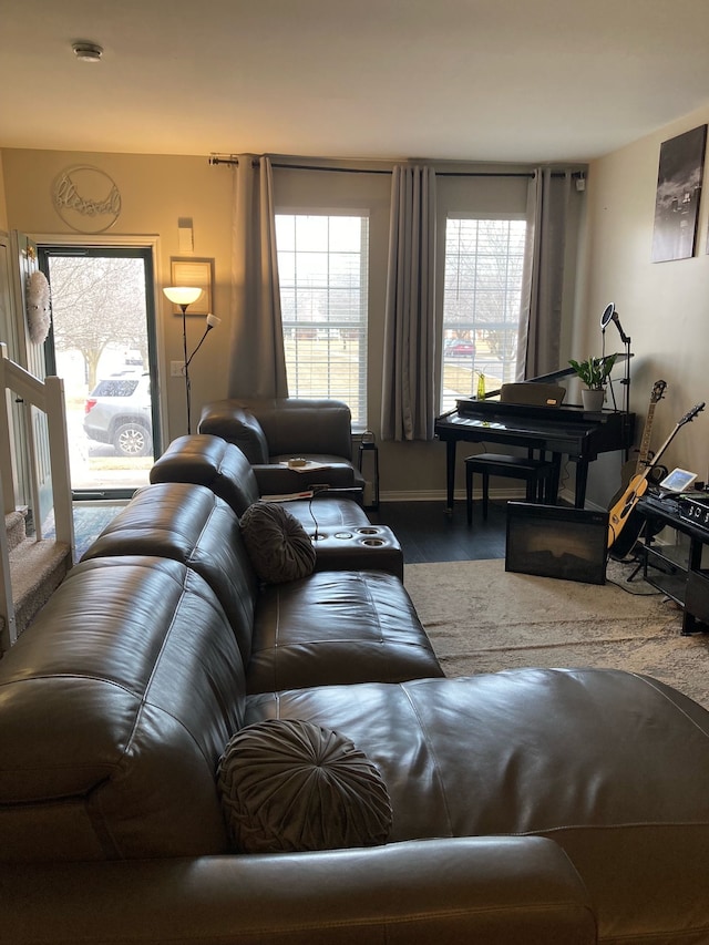 living area with wood finished floors