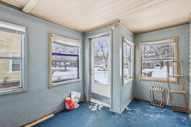 unfurnished sunroom featuring plenty of natural light