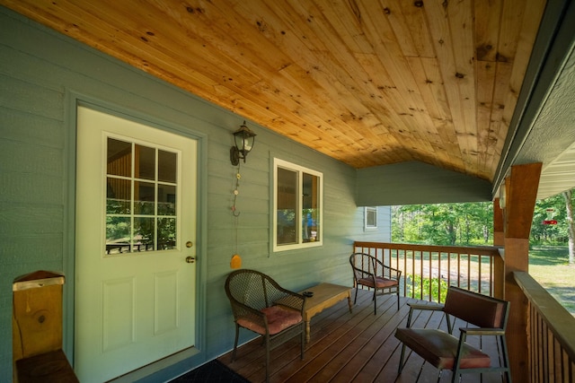 deck featuring covered porch