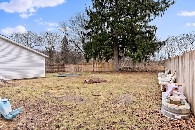 view of yard featuring a fenced backyard