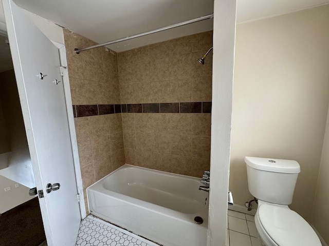 full bathroom featuring shower / bath combination, tile patterned flooring, and toilet