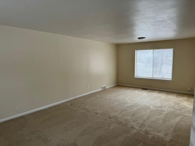 spare room with baseboards and carpet flooring