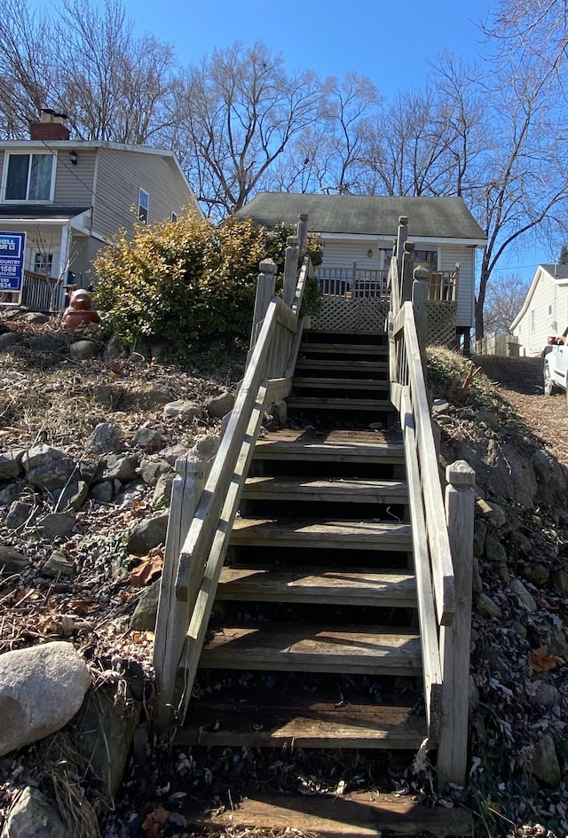 exterior space featuring stairway