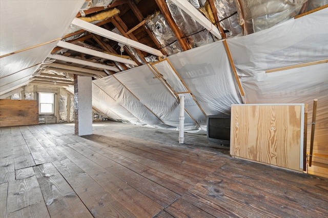 view of unfinished attic