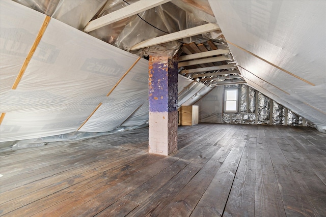 view of unfinished attic