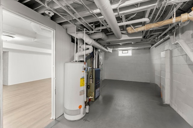 basement with gas water heater