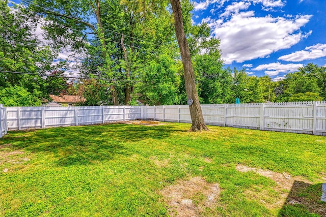 view of yard with a fenced backyard