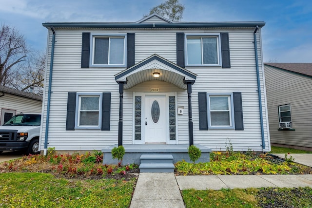 traditional home with cooling unit