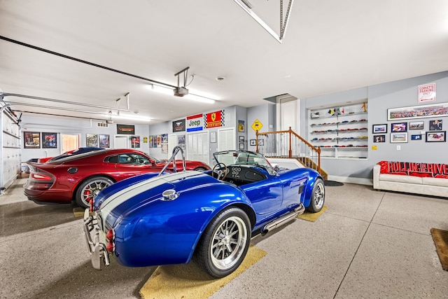 garage with a garage door opener