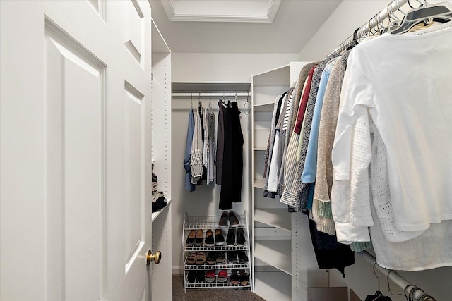 spacious closet with attic access