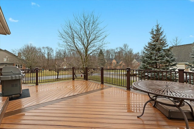 deck featuring grilling area