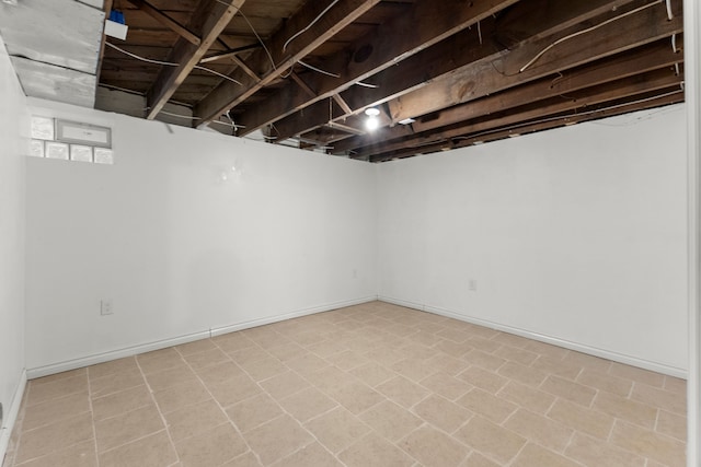 basement with baseboards