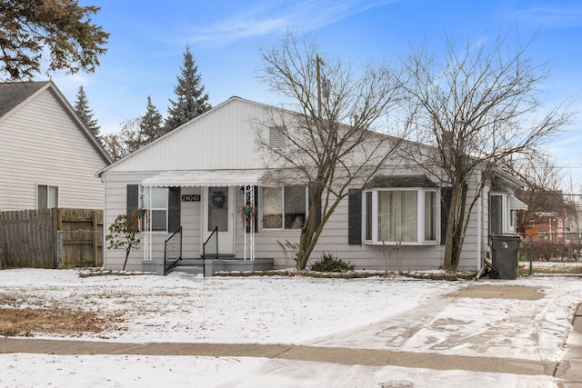 view of front of home with fence