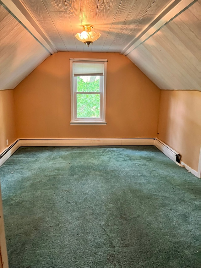 bonus room featuring lofted ceiling, baseboards, and carpet floors