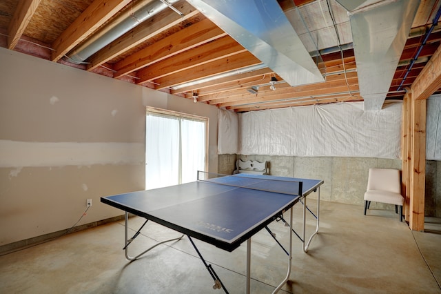 playroom with concrete floors