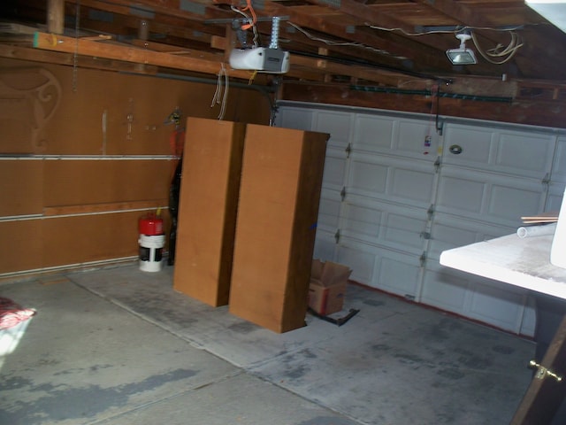 garage with a garage door opener