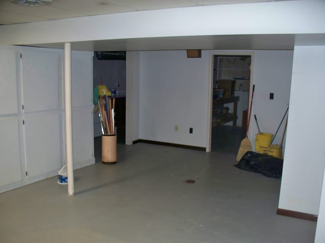 finished below grade area featuring baseboards