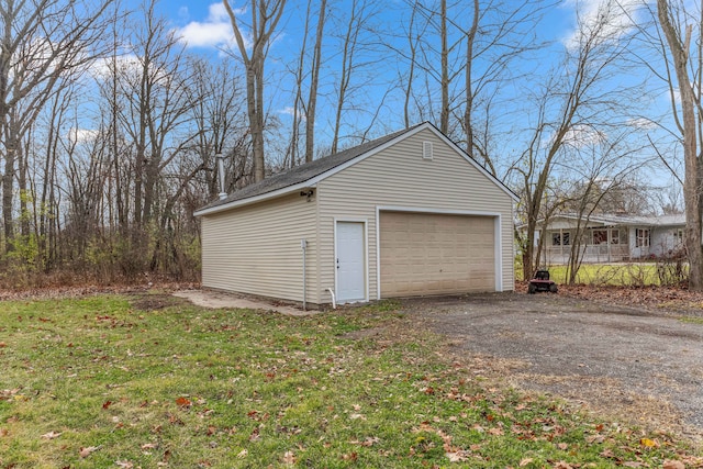 view of detached garage