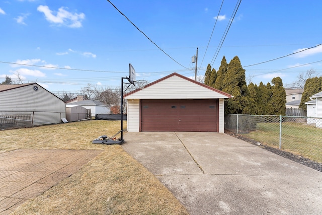 detached garage with fence