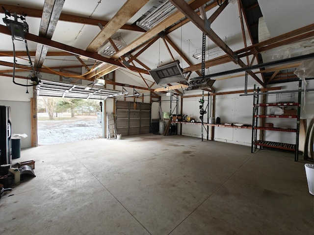 garage with a garage door opener