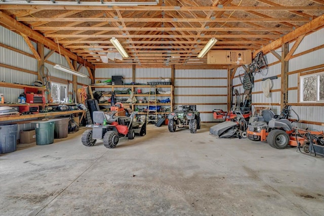 garage featuring metal wall