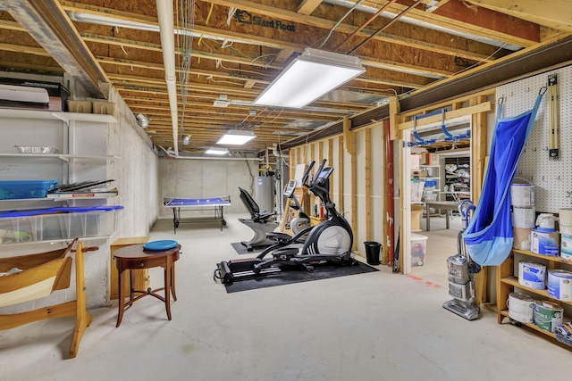 workout area with water heater