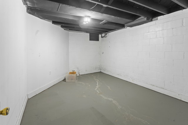 view of unfinished basement