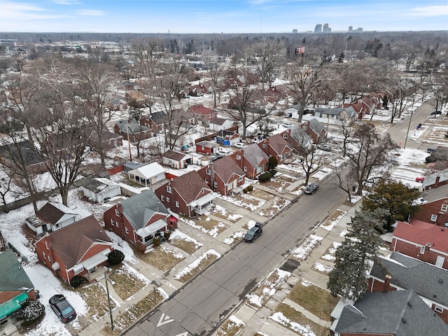 bird's eye view featuring a residential view