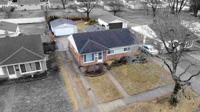 aerial view featuring a residential view