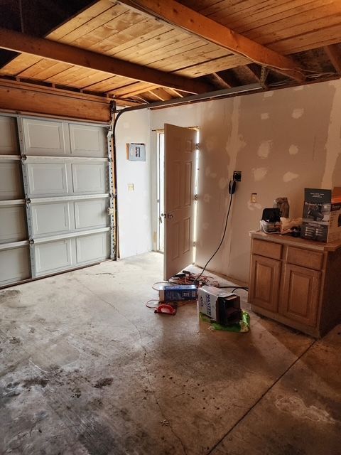 garage with wood ceiling