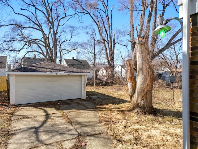 view of detached garage