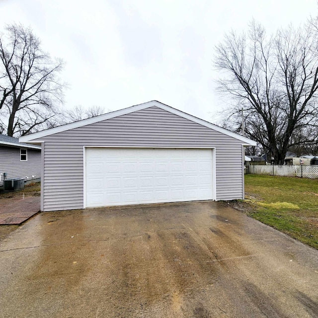 detached garage with central AC and fence