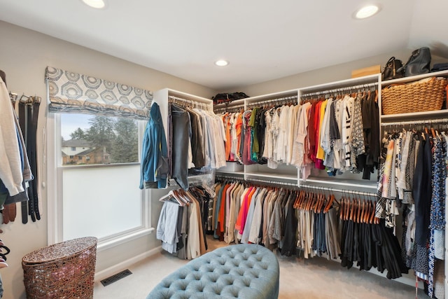 walk in closet with carpet and visible vents