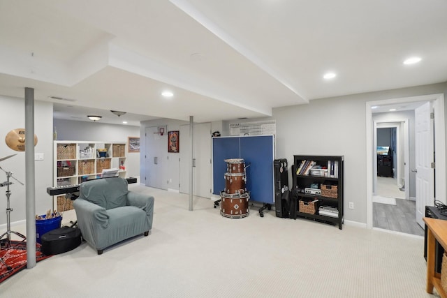 interior space with visible vents, baseboards, and recessed lighting