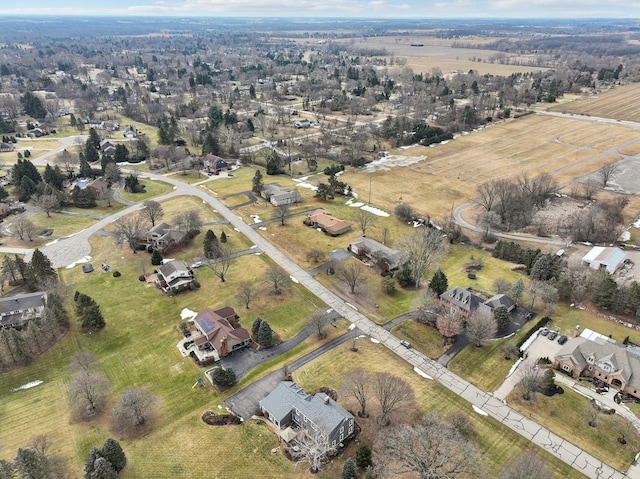 bird's eye view with a residential view and a rural view