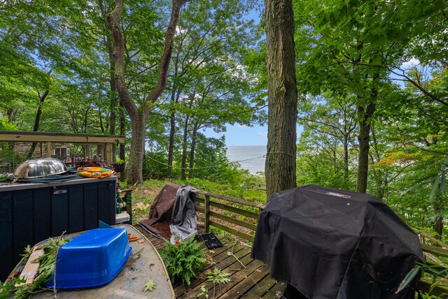 deck featuring grilling area