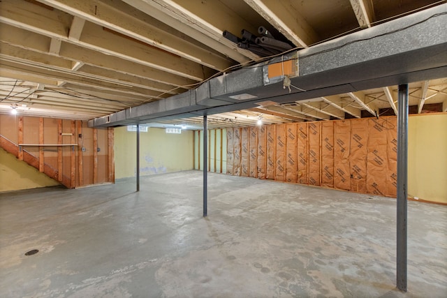 view of unfinished basement