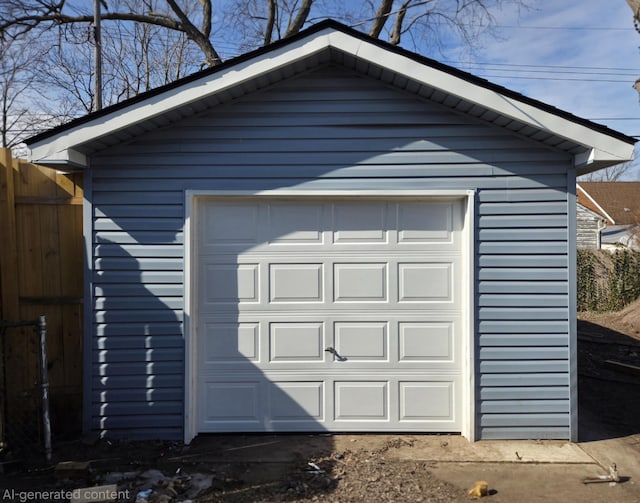 detached garage with fence