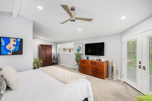 2159 Helmsford Dr, Wolverine Lake, MI 48390 - bedroom featuring access to outside, light colored carpet, multiple windows, baseboards, and recessed lighting